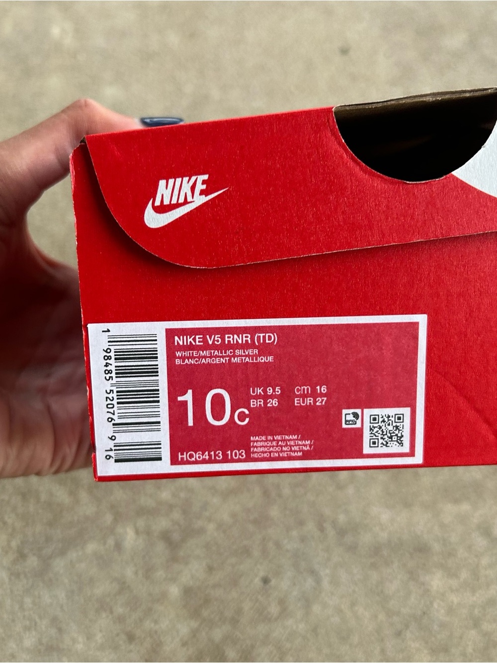 Nike Kids' V5 RNR Shoe Size 10c New NIB Girls Toddler Slvr White Retro - Picture 4 of 4